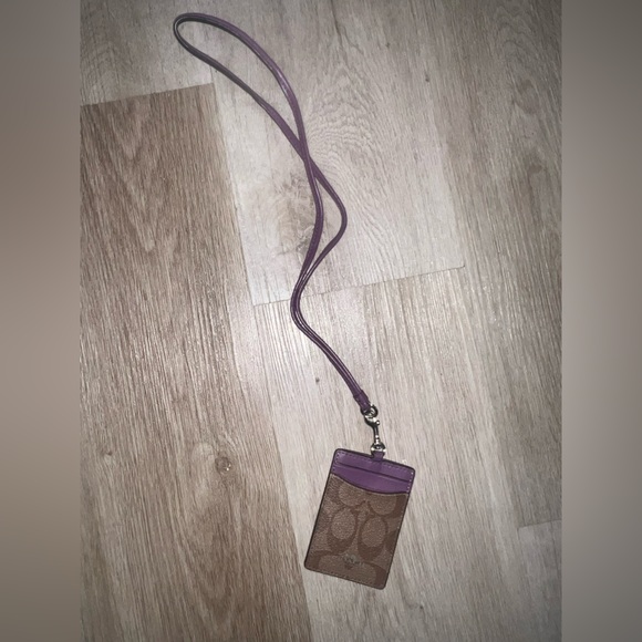 Coach Accessories - Coach Signature Purple and Brown Cardholder/Lanyard